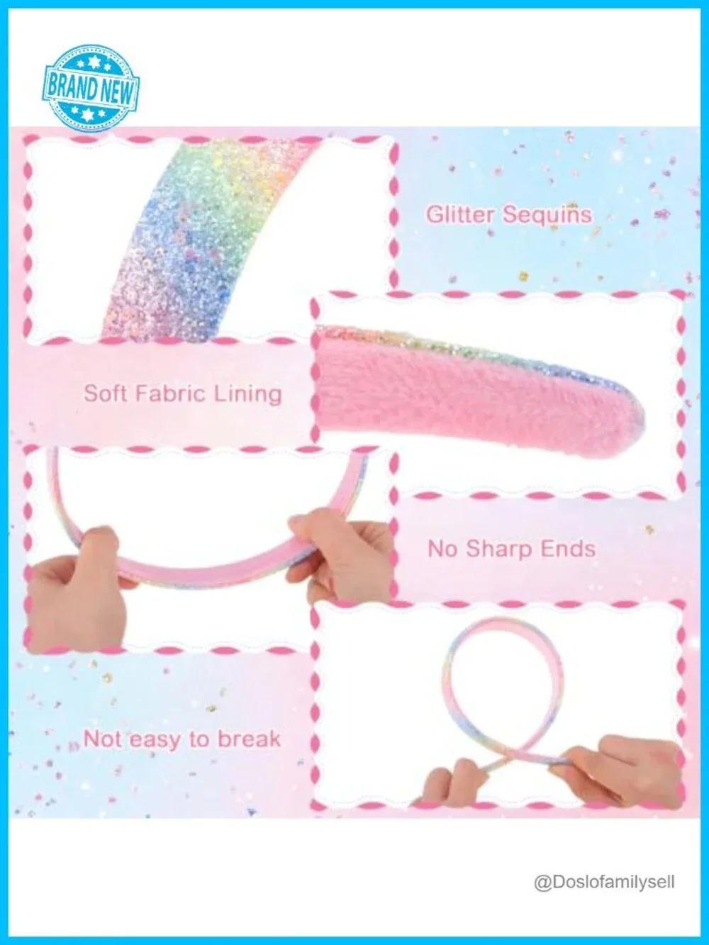 4 Pcs Glitter Sparkly Headbands for Girls Chunky Hair Accessories